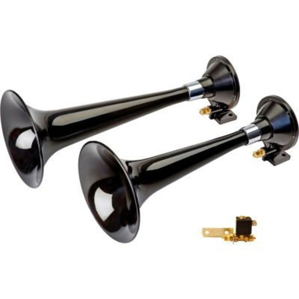 Wolo Wolo® Two Trumpet Train Horn Black Abs With 12-Volt Solenoid And Brass Fittings - 870 870
